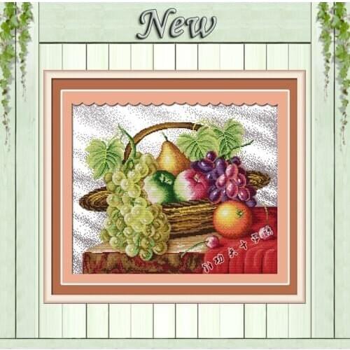 Fruit basket apple grapes orange pear painting counted print on canvas DMC 11CT 14CT Cross Stitch kits needlework embroider Sets
