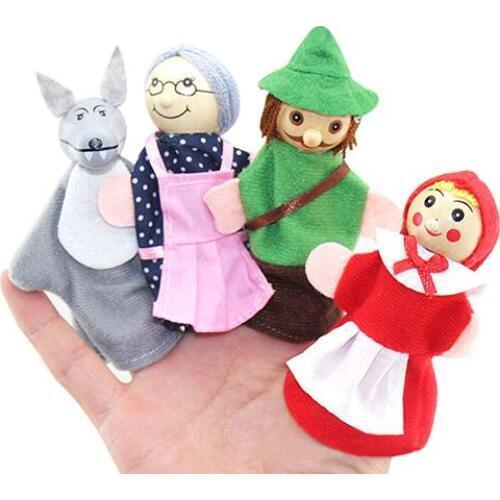 Little Red Riding Hood and Wolf Fairy Finger Puppet Plush Toys Child Baby Favor Dolls Tell Storys Props Boys Girls Finger Puppet