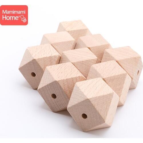 Mamihome 50pc 10mm-20mm Maple Wooden Hexagon Beads Baby Teether BPA Free DIY Pacifier Pendant Wooden Blank ChildrenS Goods Toys
