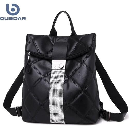 2021 New Fashion Multifunction Backpack Women Plaid Leather Backpack Lady Small Travel Backpack Bookbag for Girls Sac A Doc