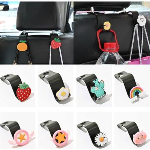 Cartoon Car Seat Back Hook Universal Portable Car Accessories Interior Hanger Holder Storage for Car Bag Purse Cloth Decoration