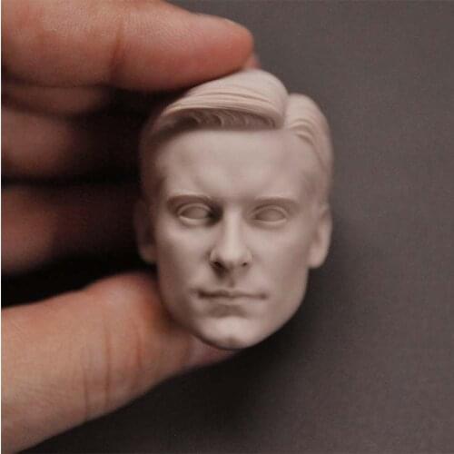 Unpainted 1/6 Scale Tobey Maguire Head Sculpt Model For 12'' Action Figure Dolls Painting Exercise No.364 (No neck)
