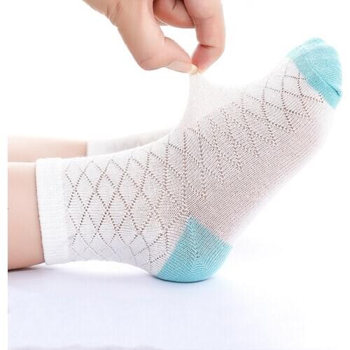 5 Pairs Childrens Socks For Girls And Boys Knee-High Summer New Kids Cotton Fashion Ultrathin Mesh