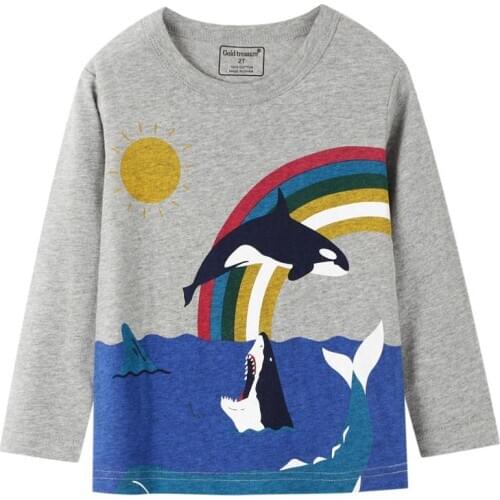 Funnygame New Arrival Animals Long Sleeve Baby T shirts for Autumn Spring Childrens Clothes Cute Fashion Kids Blouse Tops