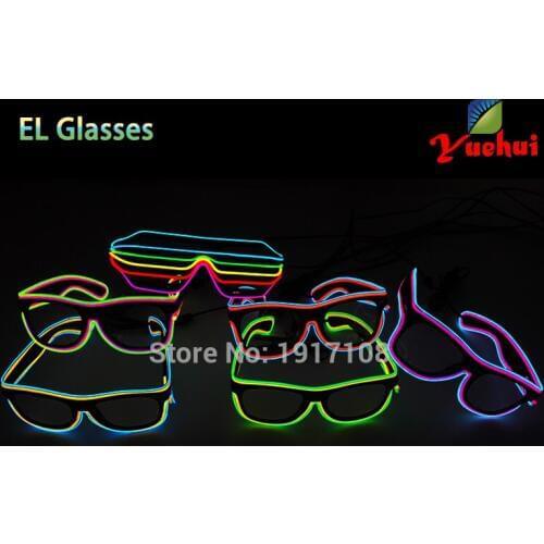 New Style Sound active Bi-color LED SUN Glasses Glowing EL Sun Glasses Powered by DC3V For Christmas Dance Wedding Decoration