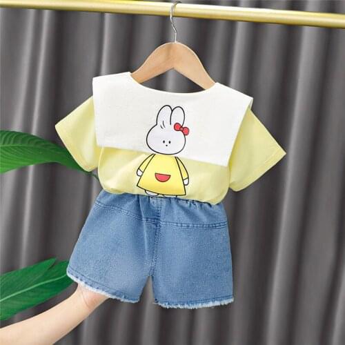0-5 Years Summer Girl Clothing Set 2021 New Casual Fashion Cartoon Active T-Shirt+ Pant Kid Children Baby Toddler