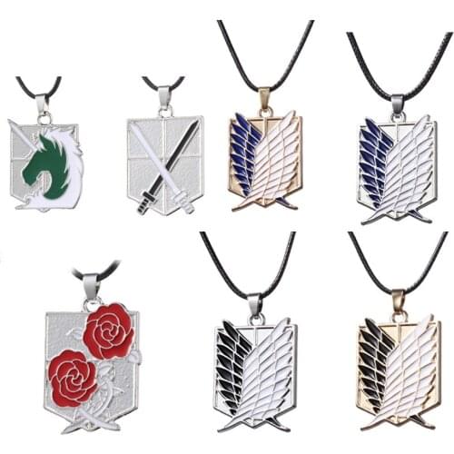 Attack On Titan Necklace Wings Of Freedom Eren Scout Legion Stationary Guard Military Police Trainee Squad Pendant Anime Jewelry