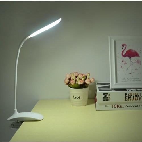 Rechargeable Clip Flexible Led Desk Lamp Touch Switch USB LED Table Lamps for Bedside Eye Protection Dimmer Reading Book Light