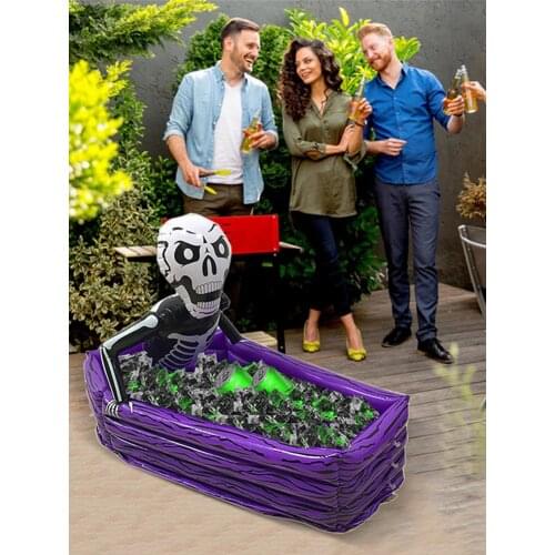 Pool Floating Ice Bucket Inflatable Drink Holder Halloween Vampire Skull PVC Beer Cooler Floating Holder For Pool Party Beach