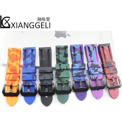Watch accessories for Panerai camouflage rubber strap pin buckle 24mm PA111 mens watch band