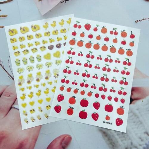 Fresh Lemon Strawberry Cherry Nail Art Sticker Self Adhesive Transfer Decal 3D Slider DIY Tips Art Decorations Manicure Package