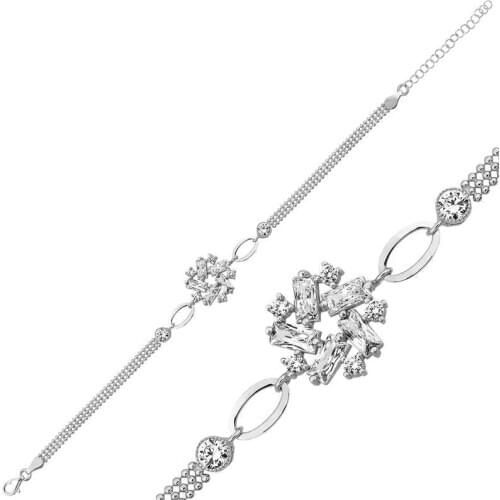 Silver Baget with Stone , Wristband for Women , Stylish, Aesthetic and Flashy, Bracelet Types for Women