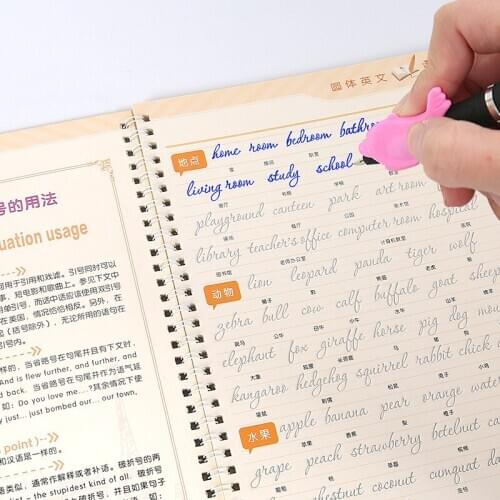 1Pcs Chinese And English Copybook For Calligraphy Childrens Adult English Round Font Training Copybooks 3D Groove Can Be Reused