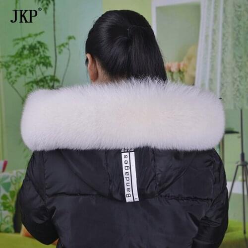 JKP Real Fox Fur Collar for Hood New Winter Warm Natural Fox Fur Big Scarf Coat Accessory Fashion Luxury Shawl and Wraps