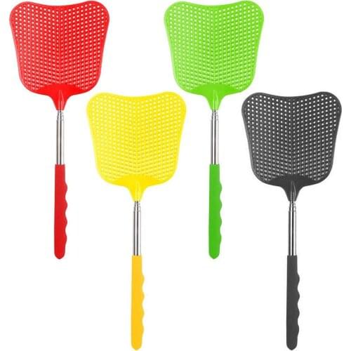 Extendable Fly Swatter, Telescopic Plastic Fly Swatter Heavy Duty Set, Retractable Flyswatter With Stainless Steel Long Handle