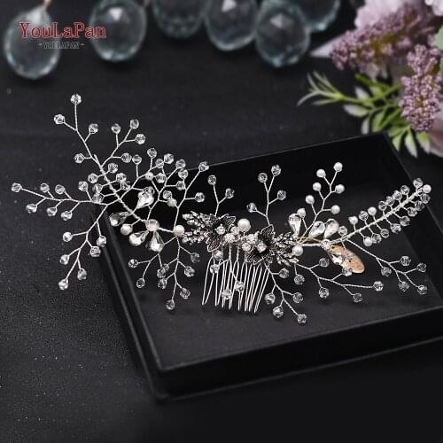 YouLaPan Crystal Wedding Hair Accessories Ornamental Hair Combs Rhinestone Bridal Hair Clip Wedding Floral Hair Comb Clip HP02