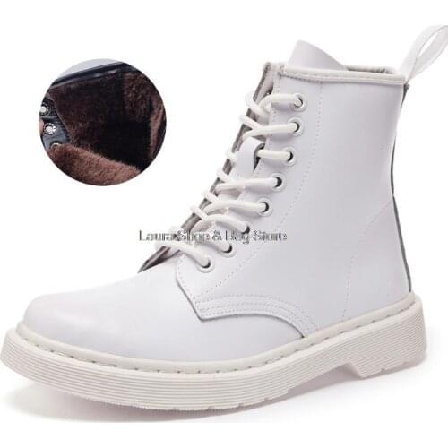 Genuine Leather Mens Boots For Martin Boots Winter Shoes Men Punk Motorcycle Boots Warm Plush Men Ankle Boots Botas Hombre