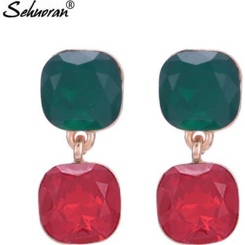 Sehuoran Brincos Crystal Earrings For Woman Boho Wedding Earrings Oorbellen Aretes Woman Earrings