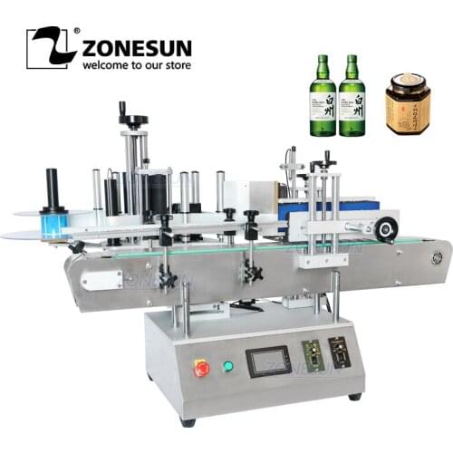 ZONESUN High Speed Tabletop Automatic Beverage Beer Perfume Round Bottle Can Jar Labeling Machine Label Sticker