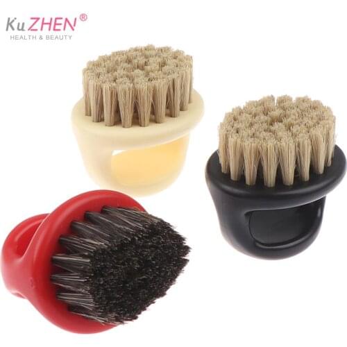 1Pcs Plastic Portable Barber Beard Brushes Salon Face Cleaning Razor Brush Ring Design Horse Bristle Men Shaving Brush