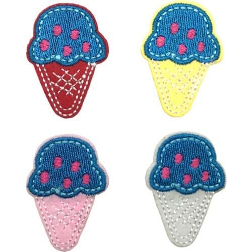 12pcs/lot Iron On Cartoon Ice Cream Patches for Girl Clothes Repair Sewing Fabric Cake Appliques Diy Handmade Patches Coat Badge