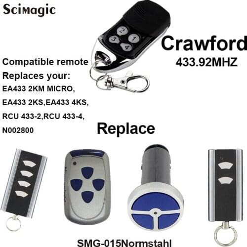 3pcs For Crawford EA433 2KM MICRO/EA433 2KS EA433 4KS/RCU 433-2 433-4 N002800 remote control garage door rolling code 433.92MHz