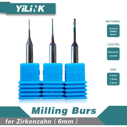 Milling burs Zirkonzahn（6mm）Milling Machine (3Pieces) CAD/CAM for zirconia