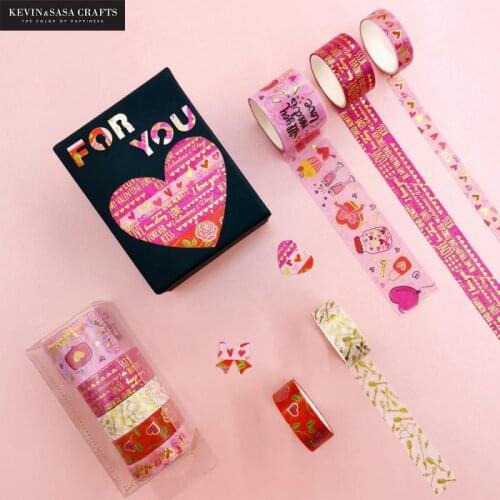 5pcs/set Foil Washi Tape Set Love Style Decoration Material Masking Tape School Suppliers Stationery By Kevin&sasa Crafts