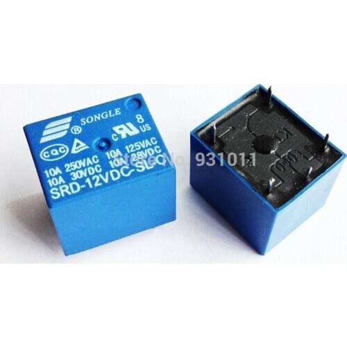 5pcs/LOT SONGLE Power Relay SRD-12VDC-SL-C T73 PCB Type 12V DC free shipping