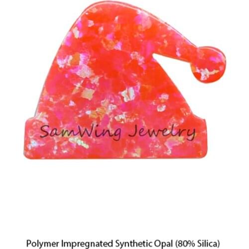 50PCS/Lot Christmas Hat Opal Synthetic Fire Opal Lab Created Opal Beads for Bracelet Necklace Jewellery Christmas gift for child