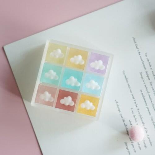8Color Chic Transparent Resin Cube Creative Handmade Epoxy Ornament white clouds Home Desktop Decoration Accessories Gift