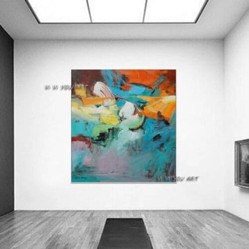 Abstract Oil Painting Modern Minimalist Art Canvas Large Panoramic Colorful Contemporary Handmade Decoration Living Room