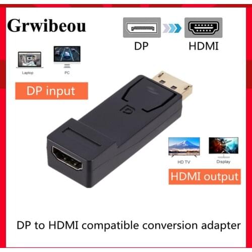 GRWIBOU Display Port DP to HDMI Adapter Mini Converter Male to Female Adapter Video Audio For PC Laptop Projector HDTV Cable