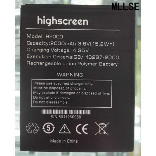 MLLSE 2000mAh battery for Highscreen Omega Prime / Spider B2000 Mobile phone battery