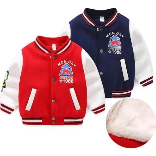 Boys'baseball clothes Winter Kids Plus velvet coat Thick cotton Fashion girls Warm Cashmere toddle clothes children clothing