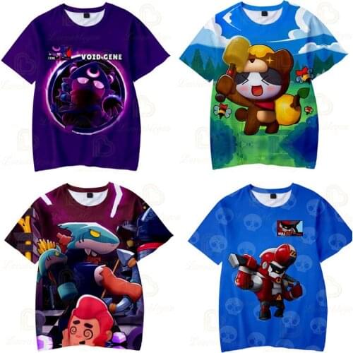 Browlers Brock and Star,Cartoon Tops Teen Clothes Crow Kids T-shirt Leon Shooting Game Spike 3D Shirt Sudaderas Tops Boys Girls