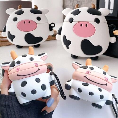 For Airpods Pro 3D Cute Cartoon Milk Cattle Calf Case for Apple Airpods 1 2 3 Drink Bubble Milk Tea Cow Wireless Earphone Cover