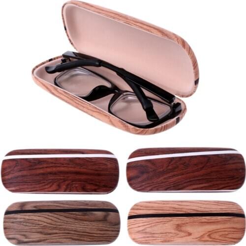Portable Wood Grain Hard Eye Glasses Case Eyewear Box Sunglasses Protector Bag