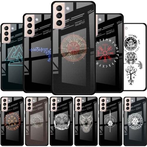 Viking Vegvisir Odin Nordic Tempered Glass Case For Samsung Galaxy S21 S20 FE S20 Ultra S10e S10 Lite S9 S8 Plus 5G Cover Coque