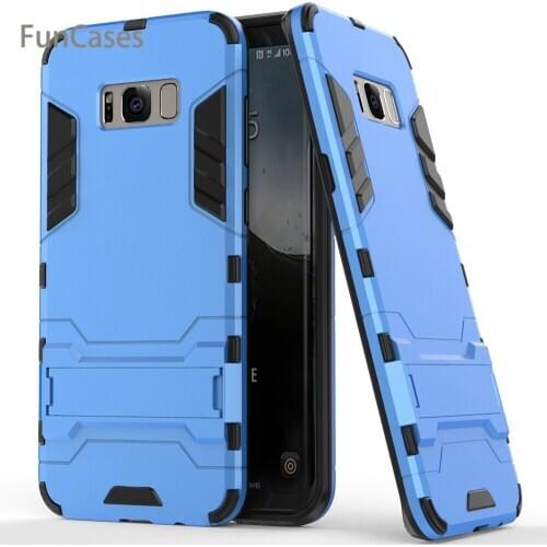 For Samsung Galaxy S8 Plus Case Cover Luxury Iron Man Stand Case Hard Armor+Soft Silicone TPU Cover for Samsung Galaxy S8