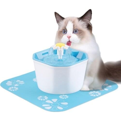 Cat Water Fountain, Dog Water Dispenser, Ultra-Quiet Automatic Cat Drinking Fountains with 1 Mat for Cats Small Dogs