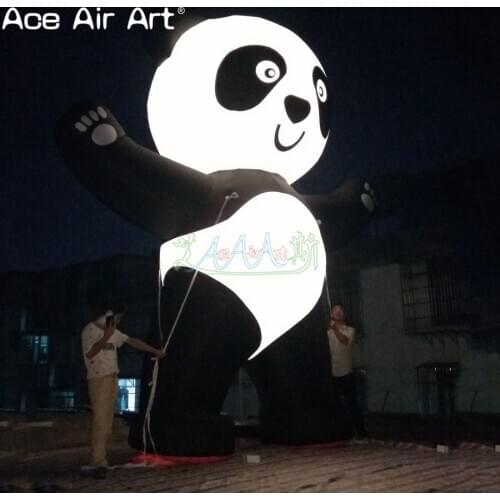 Giant led-lights model inflatable cartoon character inflatable panda balloon for advertisements and shows