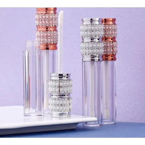 Hot 5ml Empty Lip Gloss Tubes Rose Gold Silver Cosmetic Lipgloss Packaging Refillable Rhinestone Lip Gloss Containers 10/30pcs