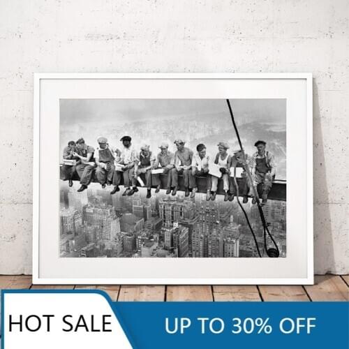 Lunch On a Skyscraper New York City Canvas PaintingVintage Poster Prints Black White Lunch A Top Photo Home Wall Art Decor