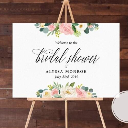Personalized Bridal Shower Welcome Sign,Printable Template Pink Blush Floral Bridal Shower Welcome Sign,Bridal Shower Poster Dec