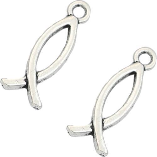 JAKONGO Tibetan Silver Plated Hollow Fish Charms Pendants for Jewelry Making Bracelet Findings Accessories DIY 21x7mm