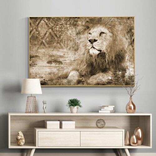 Afrian Lion Wild Animals Oil Painting on Canvas Art Scandinavian Posters and Prints Cuadros Wall Art Pictures For Living Room