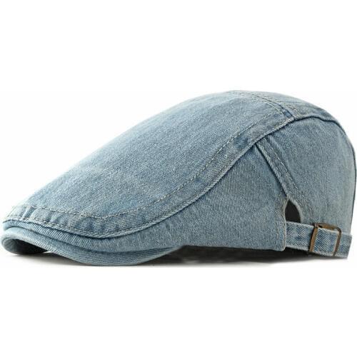 Spring Summer Solid Color Newsboy Caps Men Washed denim Cotton Flat Peaked Cap Women Painter Beret Hats 13