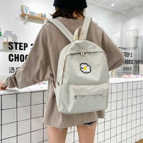 Daisy Small Backpack for School Teenagers Girls Canvas Women Backpack White Bookbag Fashion Travel Backpack Street Trend