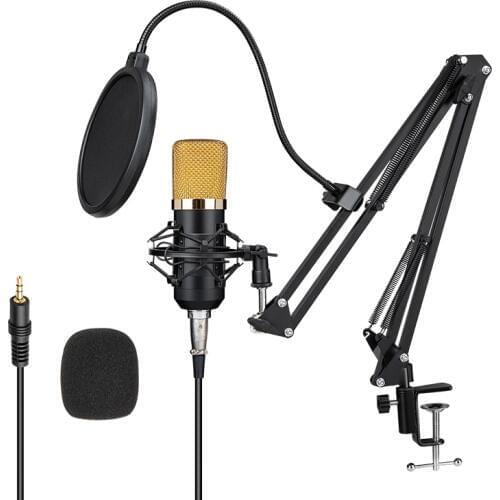 JAYETE Microfone Professional Condenser Recording Microphone With 3.5mm Jack Mic Kit For Podcast Computer Live Braodcasting KTV